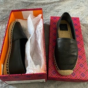Tory Burch black nappa leather espadrille size 7.5